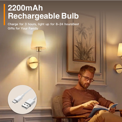 Set of 2 Rechargeable Wall Lamp with Remote Control - Gold