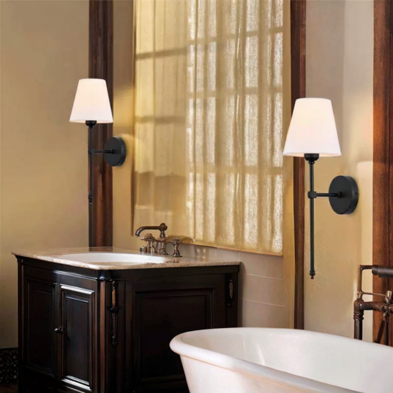 Set of 2 Rechargeable Wall Lamp with Remote Control - Black