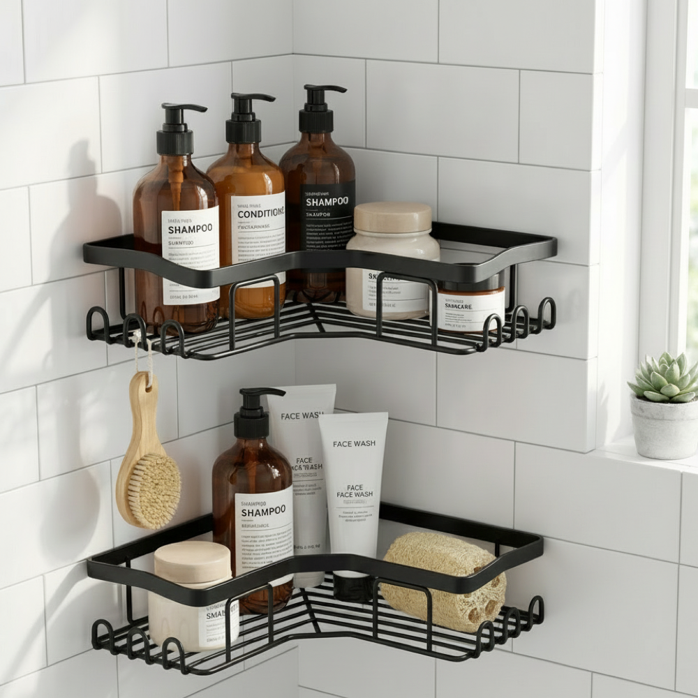 Set of 3 Corner Shower Caddy Adhesive Shower Organizer