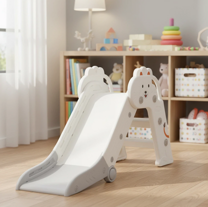 Foldable Indoor Slide for Toddler Grey and White