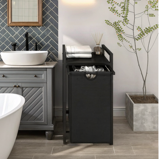 Laundry Basket with Top Shelf Pull-Out Hamper