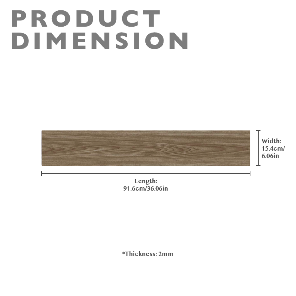 Rustic Wood Effect Woodgrain Self Adhesive Vinyl Plank PVC Flooring - Oak