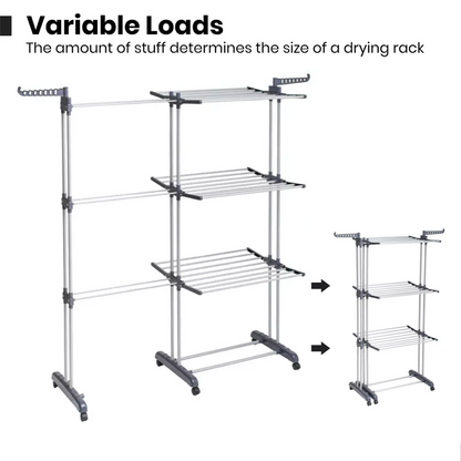 4 Tier Clothes Drying Rack Foldable Adjustable Clothes Airer
