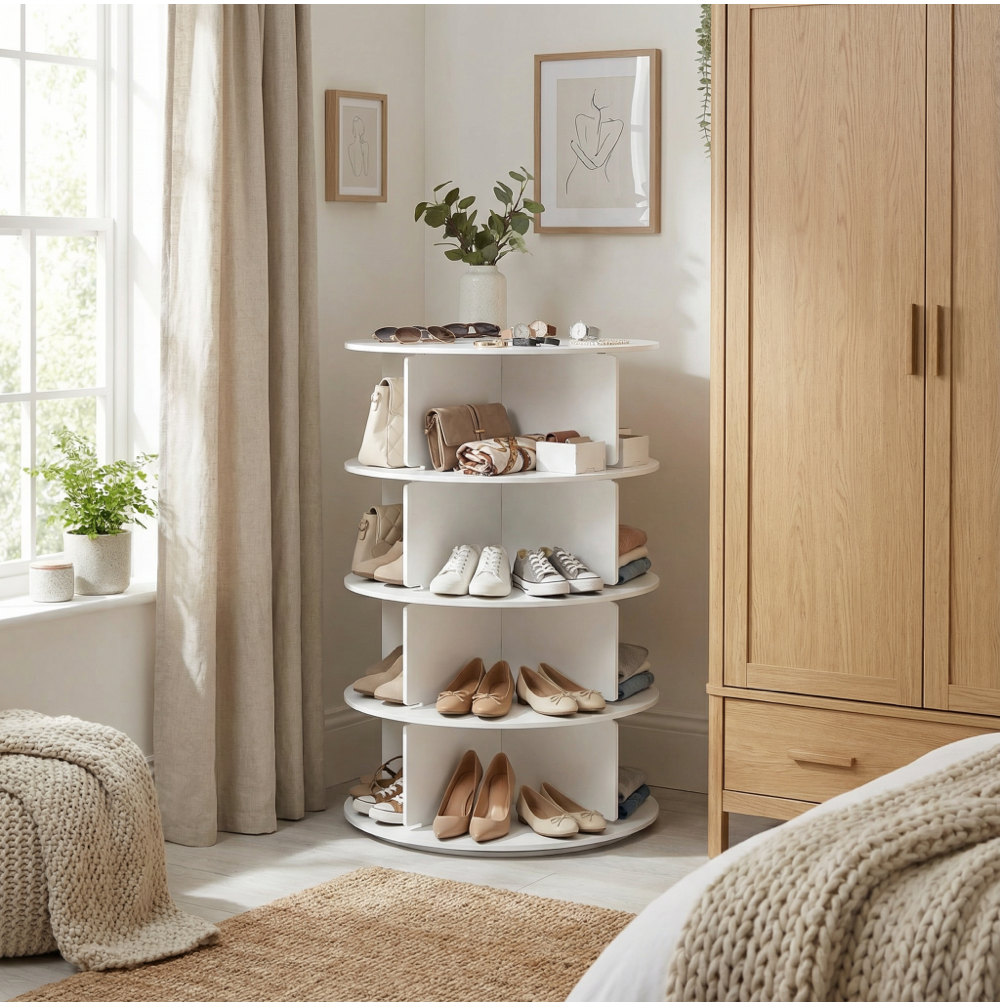 4-Tier 360° Rotating Display Rack Tower Lightweight
