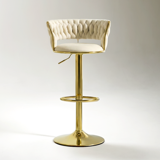 Adjustable Swivel Upholstered Bar Stools Cream