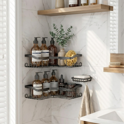 Set of 3 Corner Shower Caddy Adhesive Shower Organizer