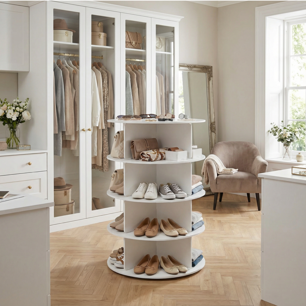 4-Tier 360° Rotating Display Rack Tower Lightweight