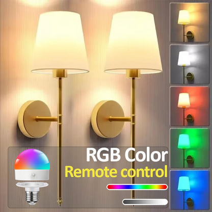 Set of 2 Rechargeable Wall Lamp with Remote Control - Gold