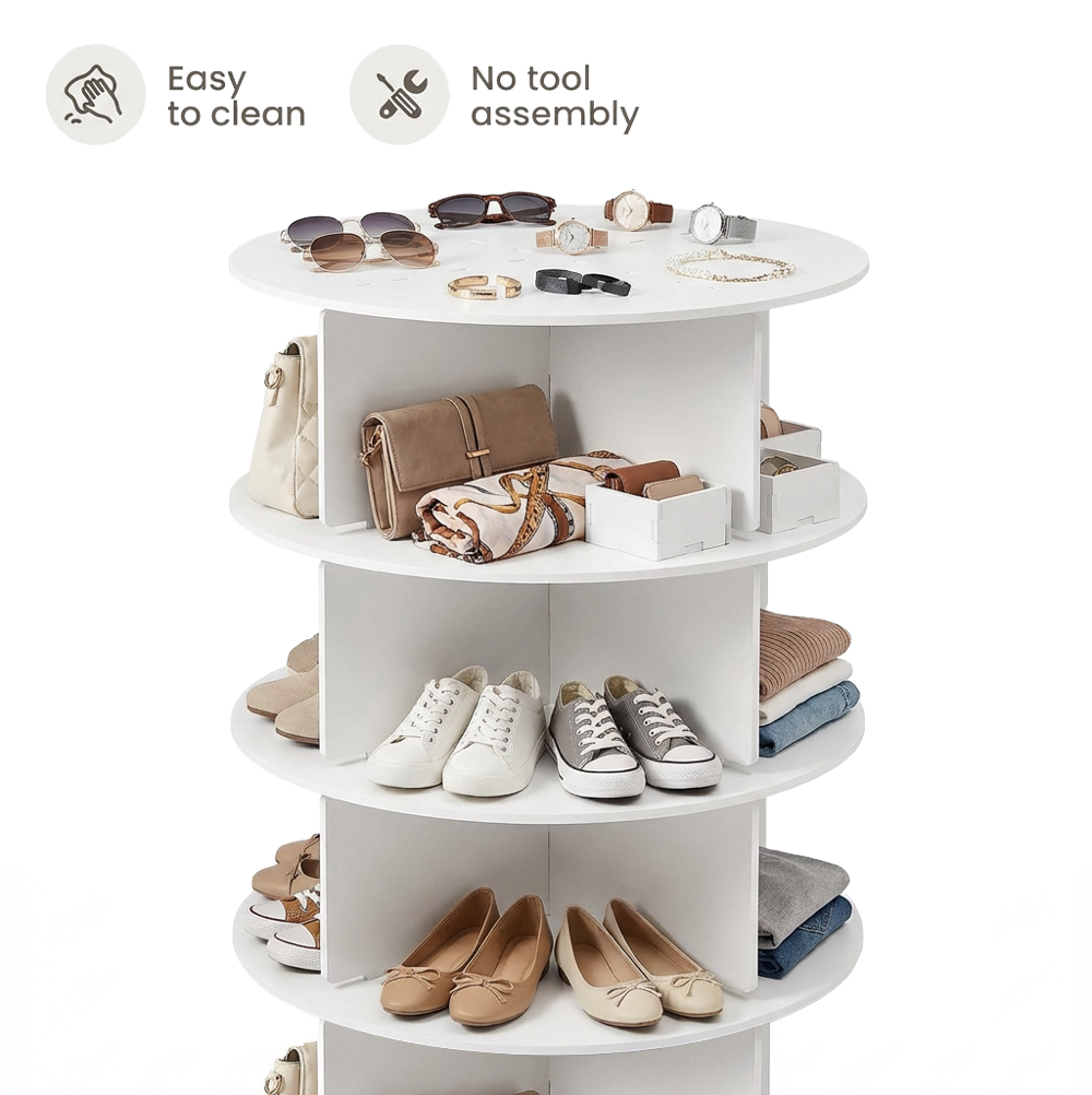 4-Tier 360° Rotating Display Rack Tower Lightweight