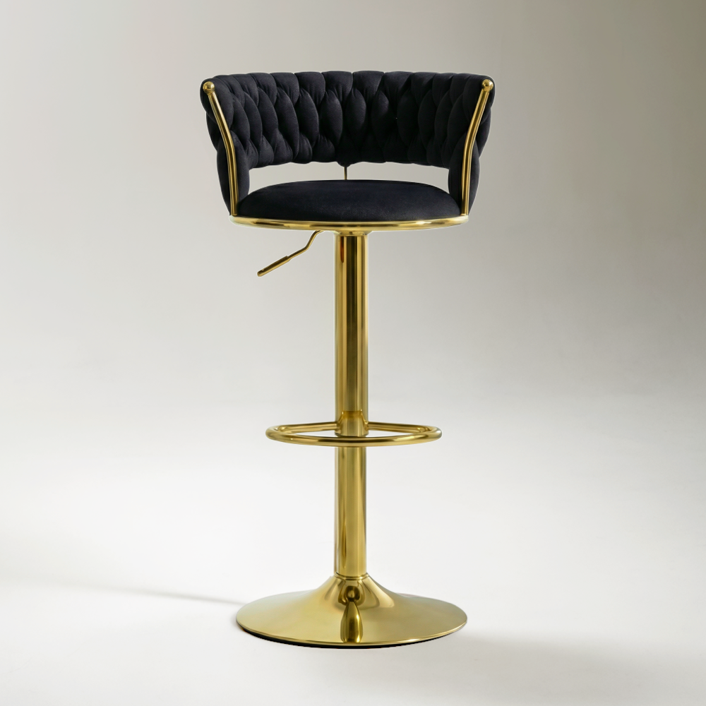 Adjustable Swivel Upholstered Bar Stools Black