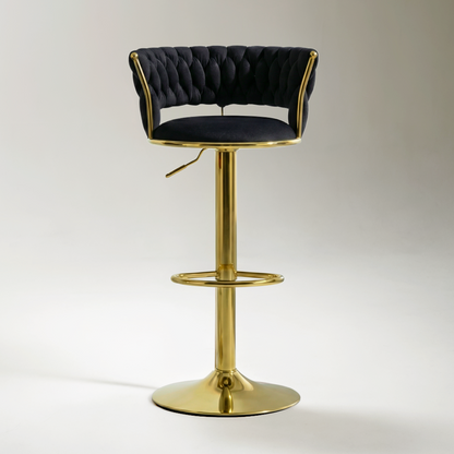 Adjustable Swivel Upholstered Bar Stools Black