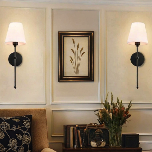 Set of 2 Rechargeable Wall Lamp with Remote Control - Black