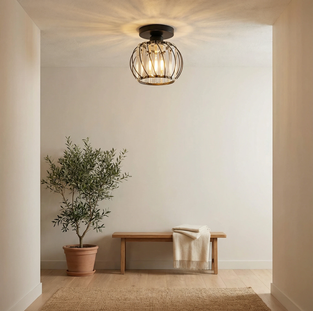 Modern Small Crystal Ceiling Light for Hallway