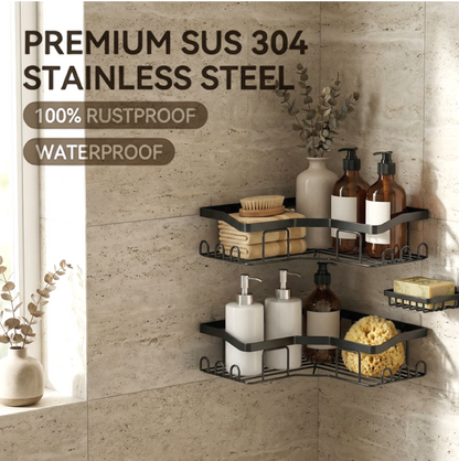 Set of 3 Corner Shower Caddy Adhesive Shower Organizer