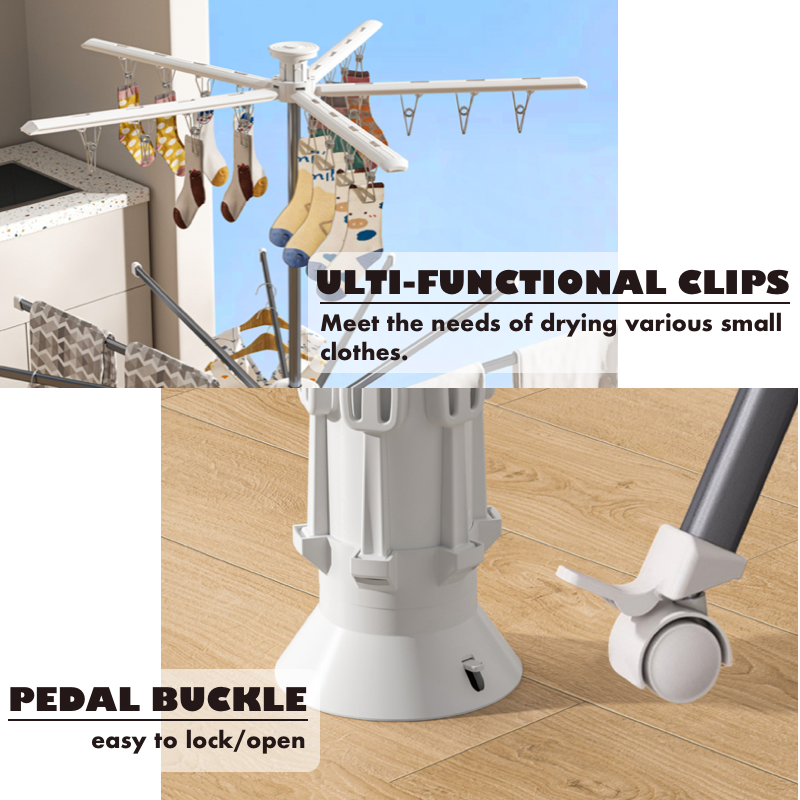 Octopus-Style Clothes Drying Rack with Clips Compact