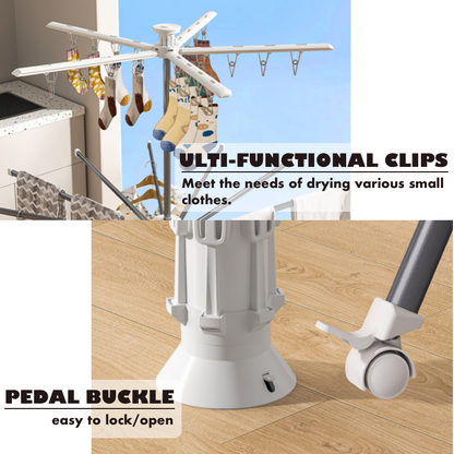 Octopus-Style Clothes Drying Rack with Clips Compact