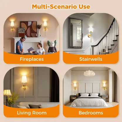 Set of 2 Rechargeable Wall Lamp with Remote Control - Gold