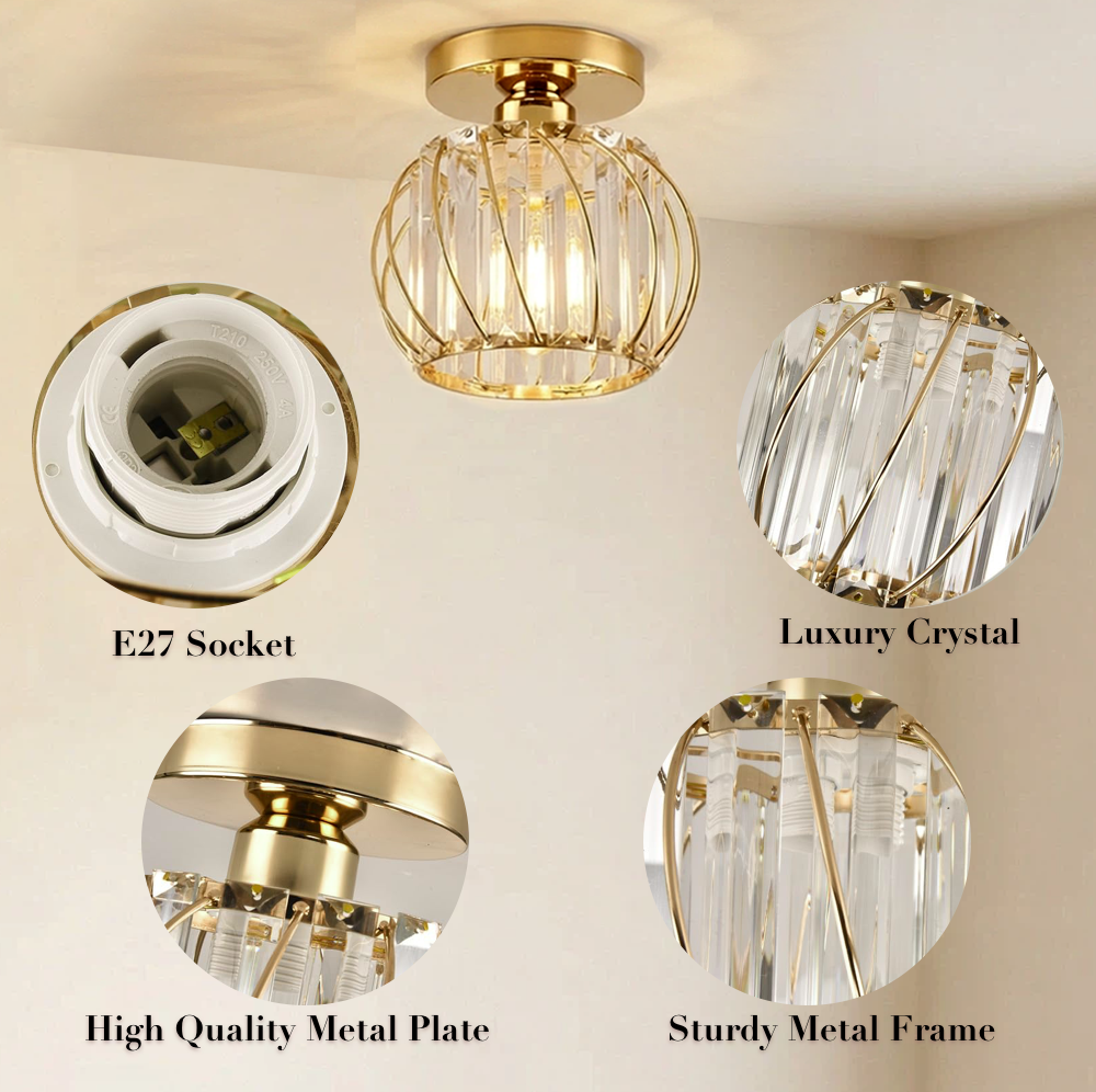 Modern Small Crystal Ceiling Light for Hallway