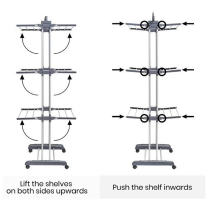 4 Tier Clothes Drying Rack Foldable Adjustable Clothes Airer