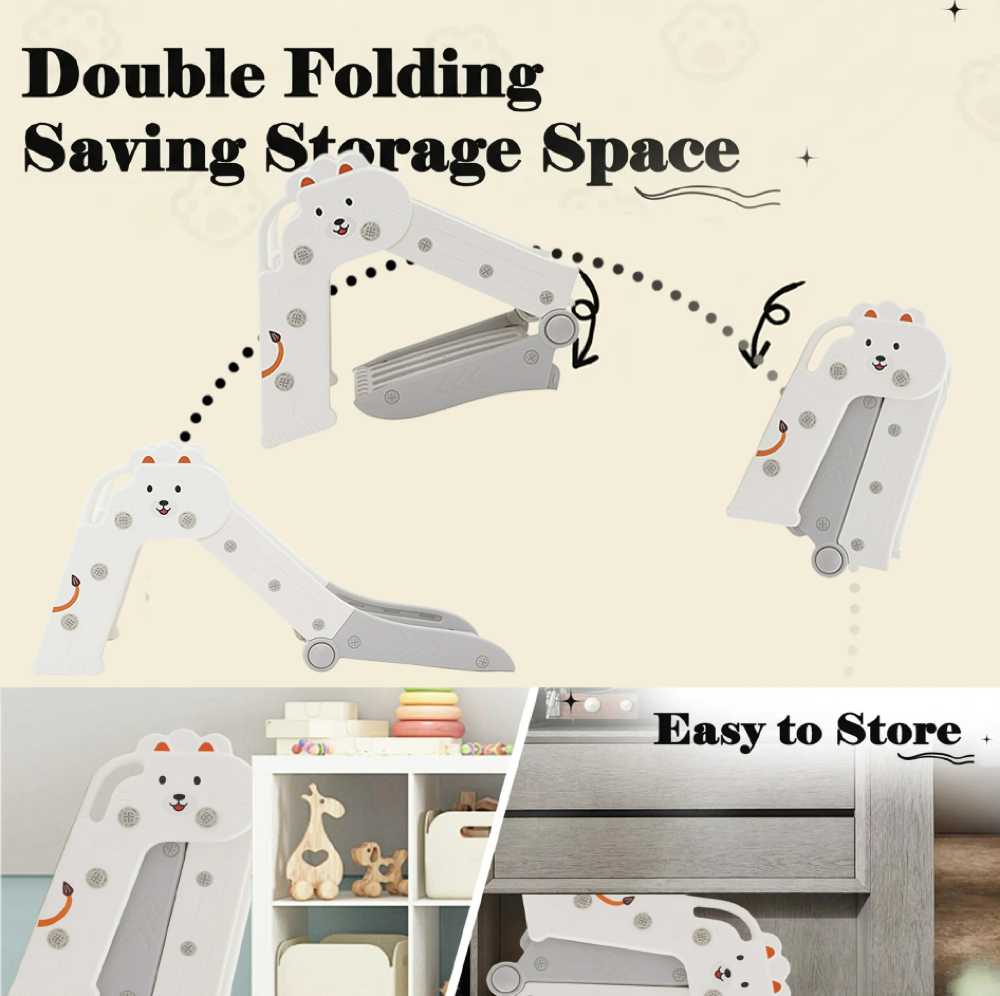 Foldable Indoor Slide for Toddler Grey and White