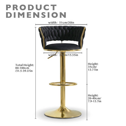 Adjustable Swivel Upholstered Bar Stools Black