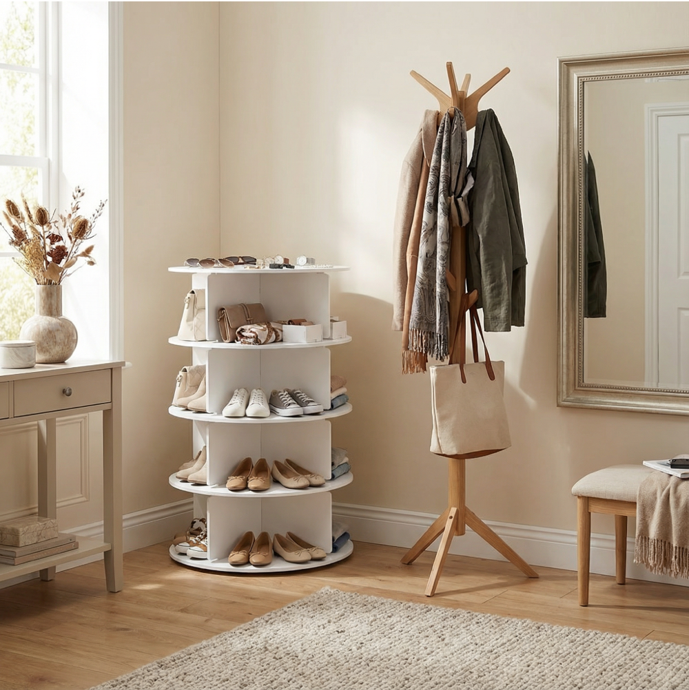 4-Tier 360° Rotating Display Rack Tower Lightweight
