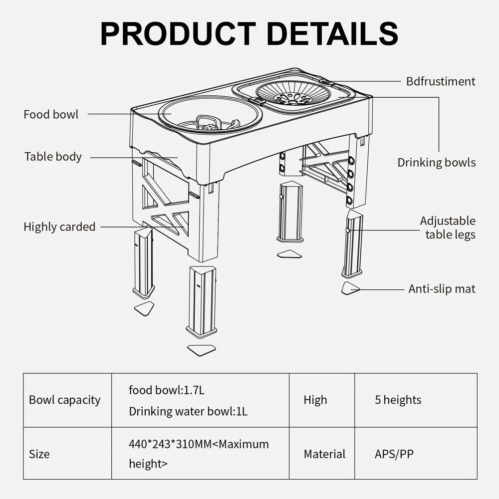 Raised Dog Bowl Stand for Cats and Dogs Pet Feeder