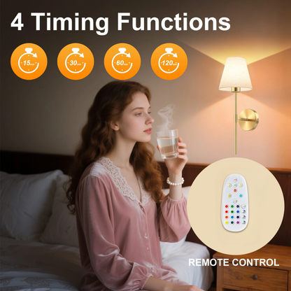 Set of 2 Rechargeable Wall Lamp with Remote Control - Gold