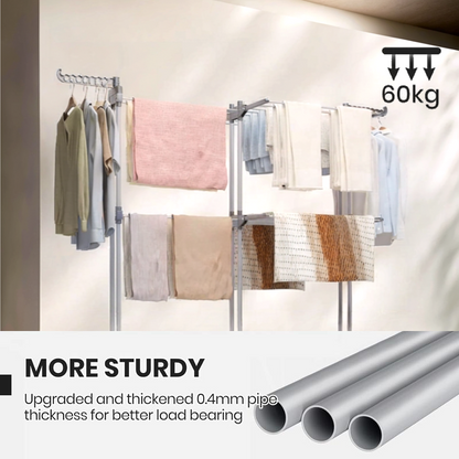4 Tier Clothes Drying Rack Foldable Adjustable Clothes Airer