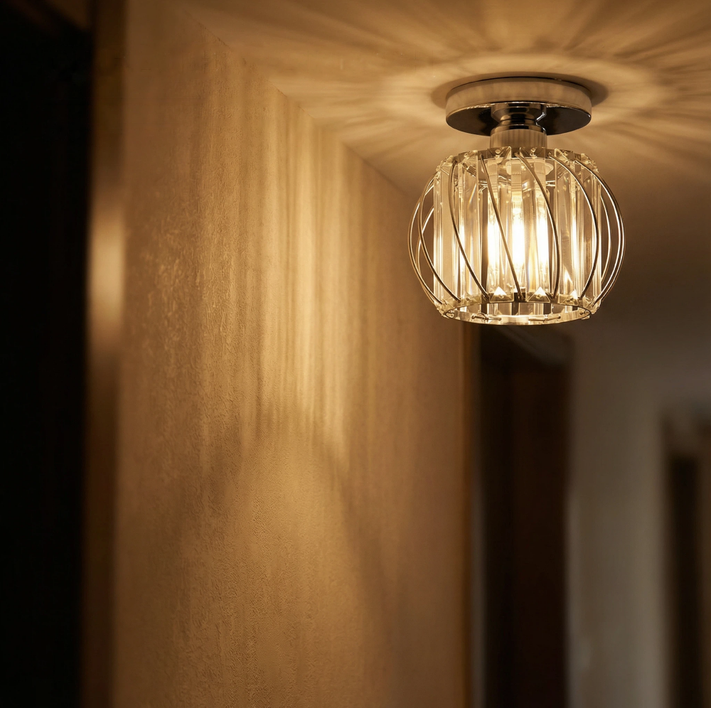 Modern Small Crystal Ceiling Light for Hallway