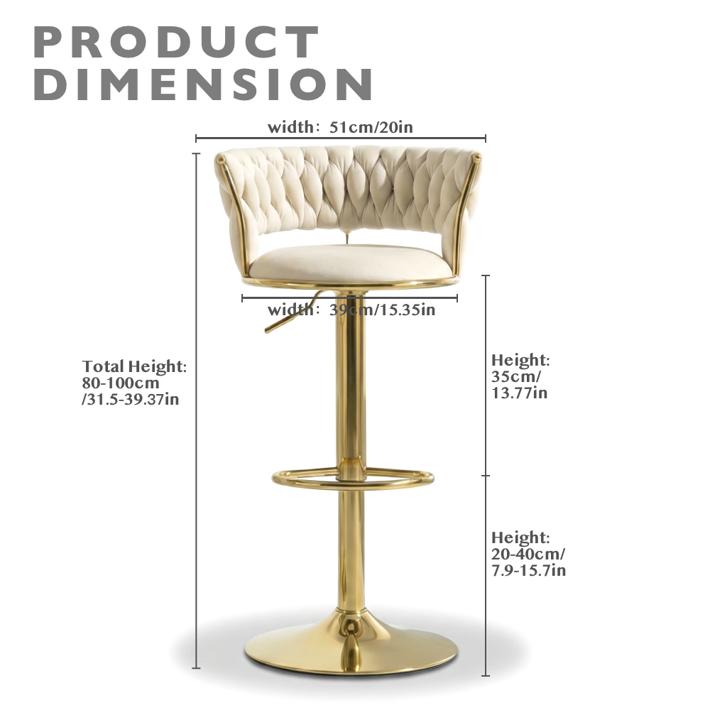 Adjustable Swivel Upholstered Bar Stools Cream