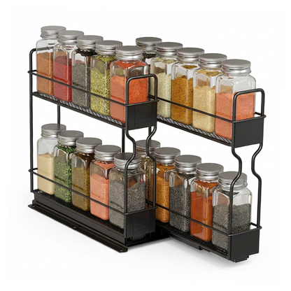 Slide-Out Double-Layer Spice Rack for Kitchen Cabinets