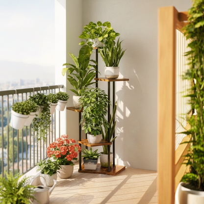 4 Tier Indoor Plant Stand Compact Corner Shelf