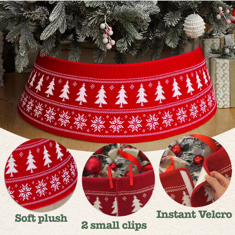 Red Knitted Christmas Tree Collar Skirt
