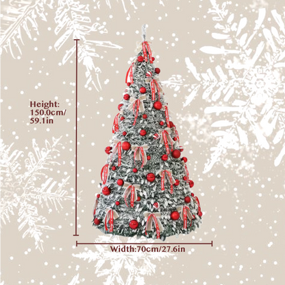 Pre-Lit Pop Up Christmas Tree with Baubles and LED Lights – Bronze