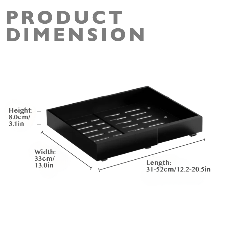 Expandable Pull Out Tray Cabinet Drawer, Black