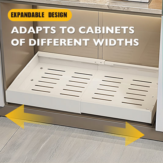 Expandable Pull Out Tray Cabinet Drawer, White