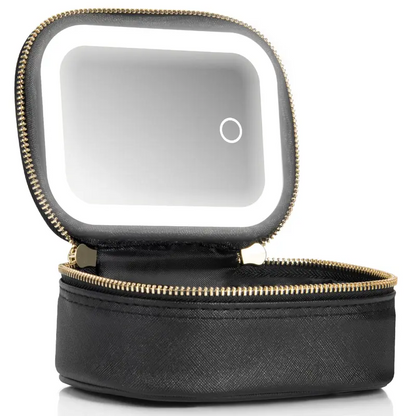 Mini Makeup Bag Travel Train Case with Mirror and Light