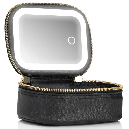 Mini Makeup Bag Travel Train Case with Mirror and Light
