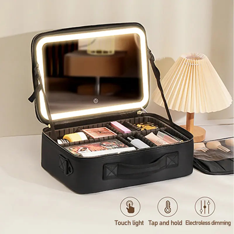 Travel Makeup Bag with LED mirror Cosmetic Bag