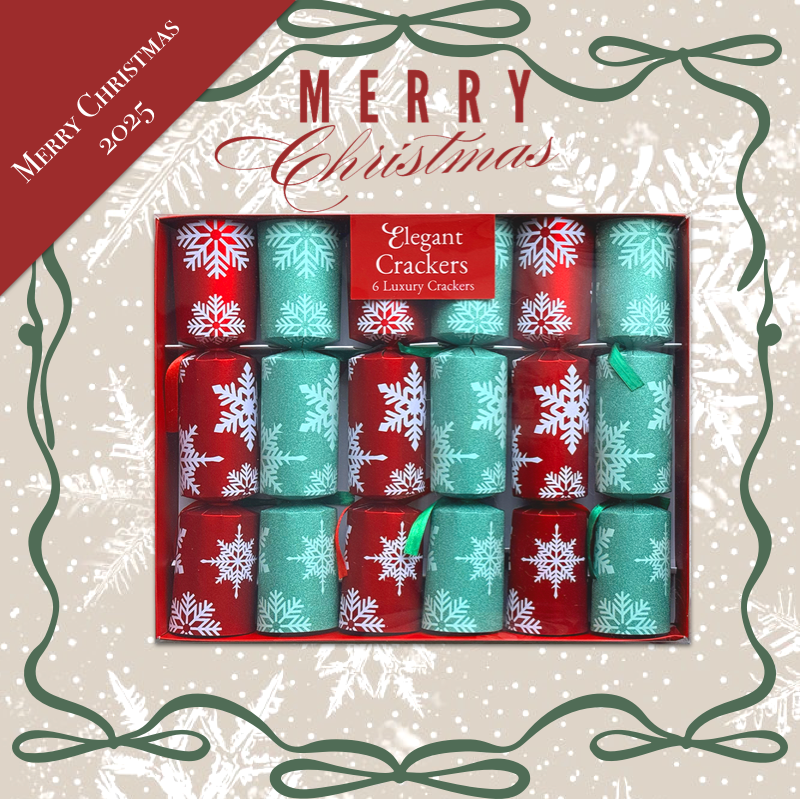 Set of 6 Glitter Snowflake Luxury Christmas Crackers