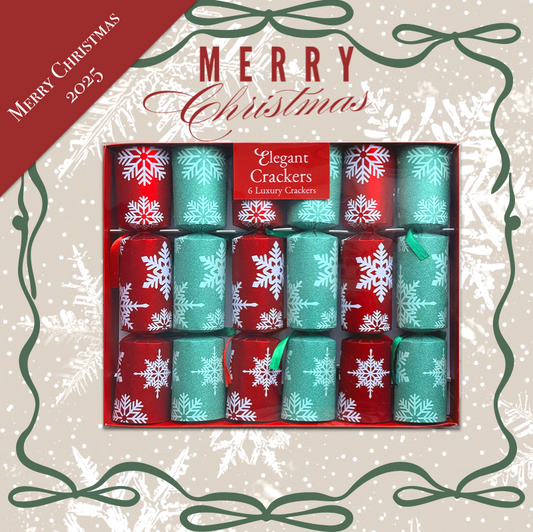 Set of 6 Glitter Snowflake Luxury Christmas Crackers