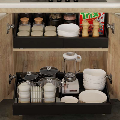 Expandable Pull Out Tray Cabinet Drawer, Black