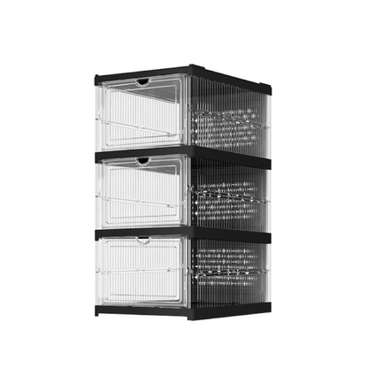 3-Tier Foldable Shoe Storage Box Unit, Black