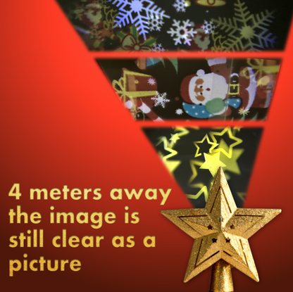 Gold Sparkling LED Christmas Tree Top Star with Projection