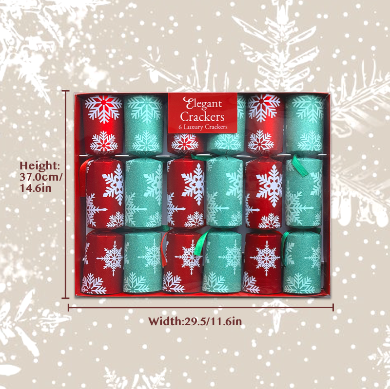 Set of 6 Glitter Snowflake Luxury Christmas Crackers