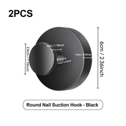 Self-adhesive Shower Suction Towel Hook Set, Black