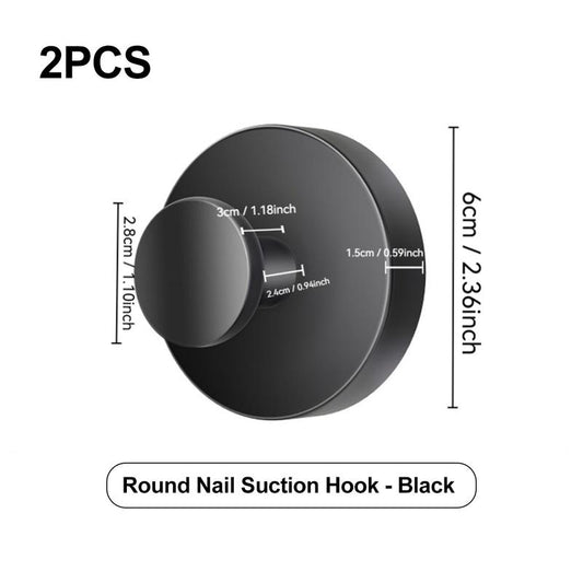 Self-adhesive Shower Suction Towel Hook Set, Black
