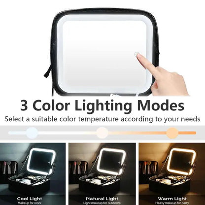 Travel Makeup Bag with LED mirror Cosmetic Bag