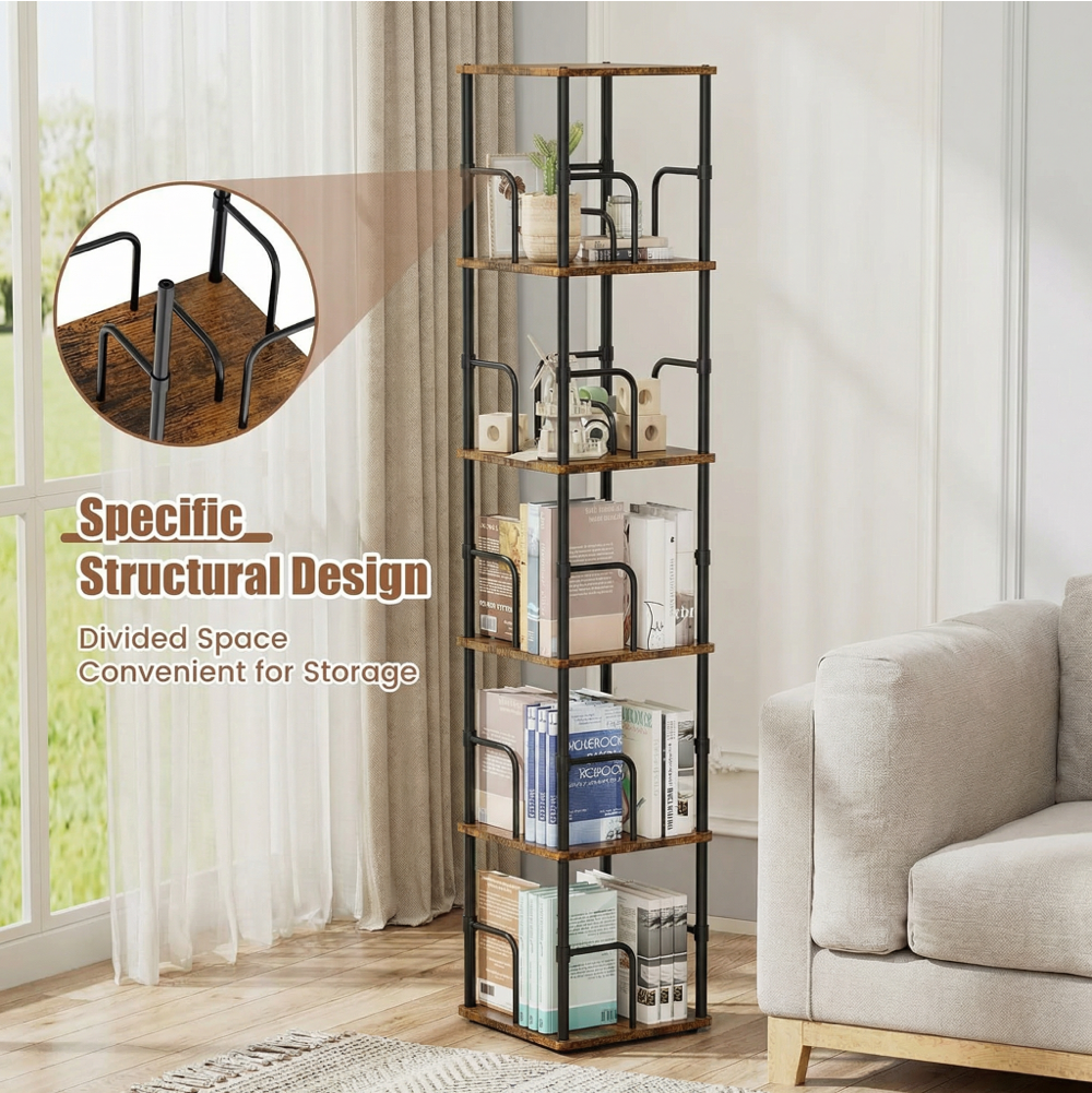 5-Tier 360° Rotating Display Bookshelf